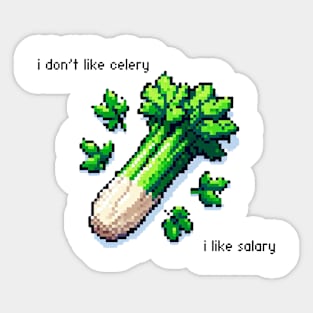 Pixel Celery Salary Pun Sticker